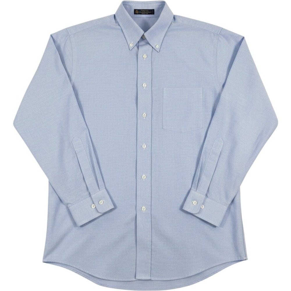 Vintage HIS Shirt Mens 15.5 32/33 Blue Oxford Button Down Wrinkle Free USA Made